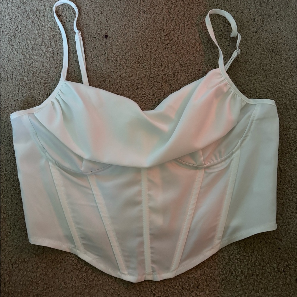 PrettyLittleThing White Corset Top